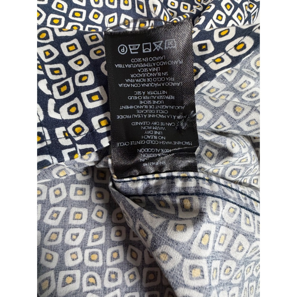 Slate & Stone Mens Geometric Square Print Short Sleeve Button Down Shirt Navy M - Picture 7 of 7